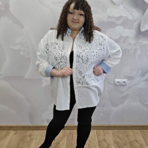 Koszula Women – bawełniana w róże Plus Size - obrazek 4